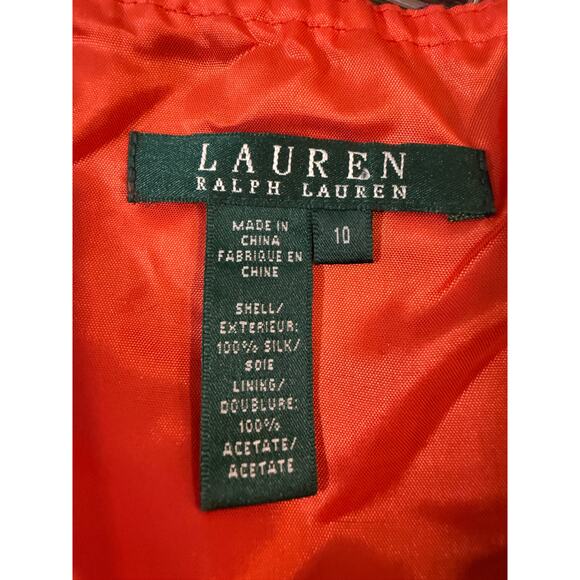 Lauren Ralph Lauren Silk Halter Dress Size 10 Red Paisley Boho Beaded Neckline - Picture 5 of 5